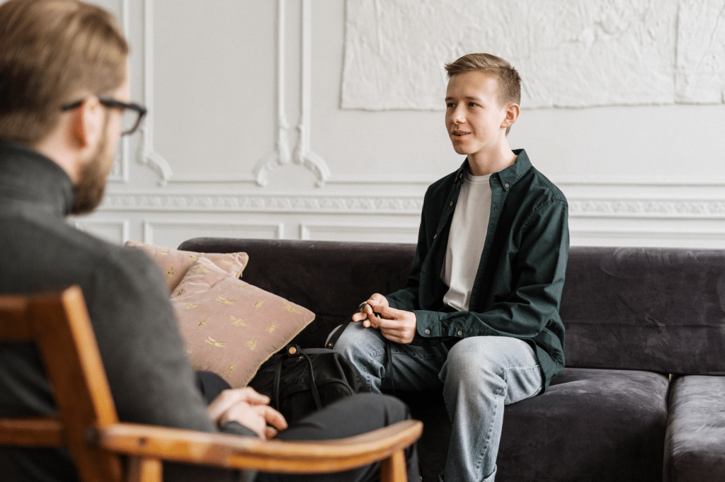 boy learning about anxiety-relief techniques